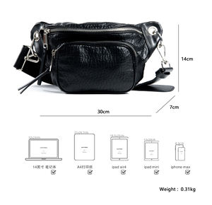 Vente directe d'usine ceinture sacs banane en cuir Pu sport sac de taille élégant sac de ceinture noir - Product Image 6