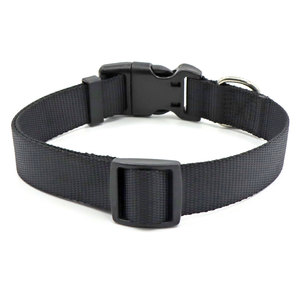 Adjustable Nylon <b>Dog</b> <b>Collar</b> Solid Black Buckle Closure Simple Style All Seasons for <b>Dogs</b> - Product Image 1
