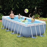 Intex # 26792 16 Fuß (488 cm) großer rechteckiger Stahlrahmen-Außenpool mit Filterpumpe