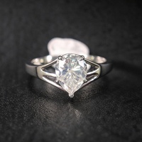Bague en argent sterling 925 avec moissanite en forme de poire de 7 mm, couleur D, pureté VVS, 2 carats, pour femme et homme, idéale pour un anniversaire, passe le test du diamant