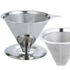 Handgefertigter V60 Kaffeefilter Tasse Filter Teeteiler Trichter umweltfreundlich tragbar Kegelform 304 Edelstahl Kaffeefilter