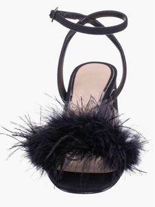 Scarpe da Sposa per Donna <span class=keywords><strong>con</strong></span> Lussuose <span class=keywords><strong>Piume</strong></span> Finte, Sandali Comodi <span class=keywords><strong>con</strong></span> Tacco a Blocco, Punta Aperta Rotonda, Cinturino alla Caviglia, <span class=keywords><strong>Tacchi</strong></span> Estivi - Product Image 6