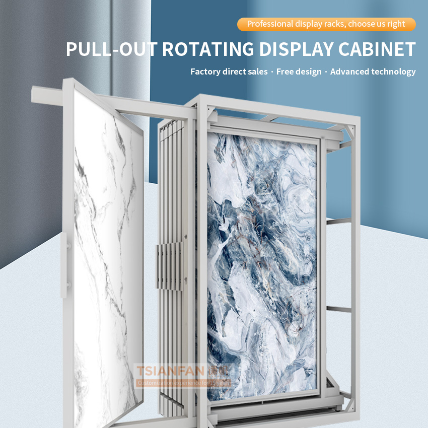 Pull-out rotating granite sample display stand cabinet ceramic tile marble and artificial stone display rack