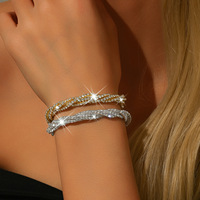 Nouveau bracelet élastique haut de gamme en strass avec bijoux plaqués argent personnalisés pour accessoires de mode féminins