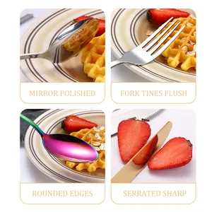 Набор из 4 основных предметов столовой посуды для западной еды на 6 персон, набор посуды из нержавеющей стали, нож для стейка, вилка и ложка