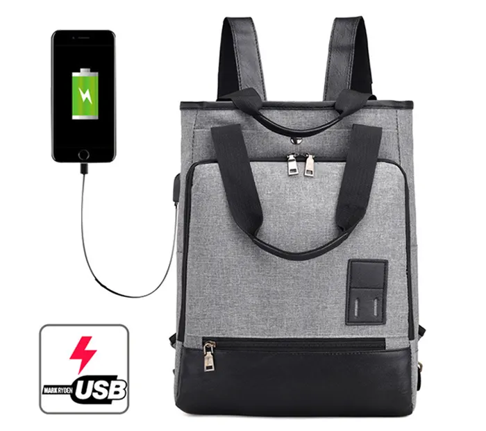 Su geçirmez USB şarj erkek evrak çantası dizüstü Polyester çanta iş dizüstü bilgisayar seyahat sırt çantası