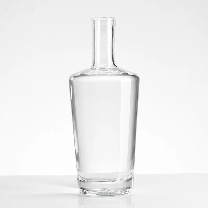 Custom Zwart Mat Bedrukt Hete Folie Bedrukt Lege 700Ml/750Ml/1l Sterke Drank Wodka Glazen Fles Met Kurk Stop