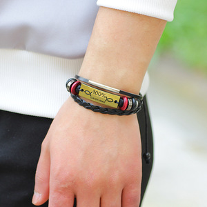 Woven Leather <b>Bracelet</b> Gold And Silver <b>Infinity</b> Symbol Couple Jewelry Promotional Wristbands - Product Image 1