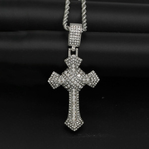 Collar con Colgante de Cruz de Acero Inoxidable 316L, Chapado en Oro de 18K con Micro Pavé de Circonitas, Antideslustre, Joyería Religiosa Vintage - Product Image 2