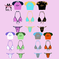 Maillot de bain trois pièces en spandex et polyester pour femme, avec logo personnalisé, marque privée, style brésilien