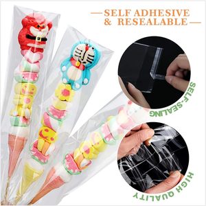 100 pcs 4" x 10" Long Clear Resealable Cellophane <b>Bags</b> Self Sealing Treat <b>Bags</b> Cookie <b>Bags</b> with Adhesive Flap Gift - Product Image 3