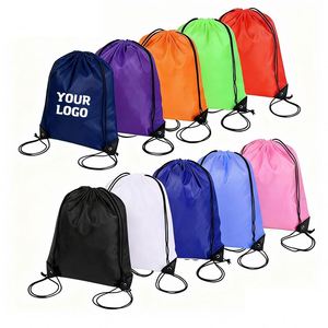 Logo 210D <b>Draw</b> <b>String</b> Sports Backpack Promotional <b>Bag</b> Custom Polyester Drawstring <b>Bags</b> - Product Image 1