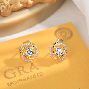 Grace gioiello personalizzato Moissanite Set di gioielli in oro placcato 925 in argento Sterling Moissanite <span class=keywords><strong>collana</strong></span> e orecchini per donne Jewely Set - Product Image 4