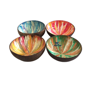 Cuencos de coco lacados pulidos, contenedor de comida pintado a mano, decoración para el hogar - Product Image 6