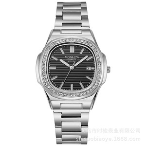 Montre pour hommes d'affaires, loisirs, mode, en acier inoxydable, cadran en verre, mouvement numérique, calendrier 40mm, montre à aiguille phosphorescente - Product Image 6