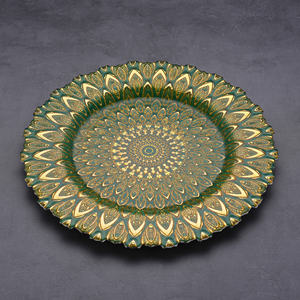 Düğün gösterisi plakaları ziyafet dekorasyon cam tabak toptan özel Vintage Modern tasarım yeşil suplalar - Product Image 1