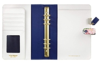 Portefeuille de papeterie A6 de taille moyenne, classeur à fermeture éclair avec pochette, couverture en cuir, pour agenda à feuilles mobiles triple pliage, imprimé, économique