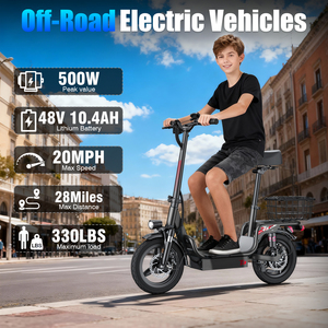 Potente Scooter Eléctrico con Certificación UL para Conductores Altos, Capacidad Máxima de 330 LB, 20 MPH, Alcance de 28 Millas, <span class=keywords><strong>500</strong></span> W, Doble Suspensión, Plegable de 14 Pulgadas, T3 - Product Image 3