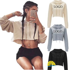 Sudaderas Cortas de Manga <span class=keywords><strong>Larga</strong></span> de Otoño Tipo Jersey y <span class=keywords><strong>con</strong></span> <span class=keywords><strong>Capucha</strong></span> para <span class=keywords><strong>Mujer</strong></span> al Por Mayor - Product Image 1