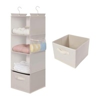 Moderner Faltbarer Multifunktionaler Kleider- und Kleinteile-Organizer, Über-Tür-Aufbewahrungsregal mit Hakenmontage aus Stoffmaterial