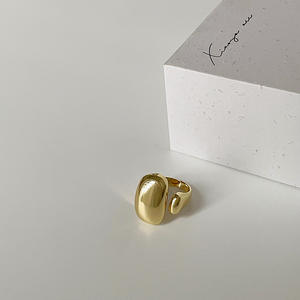 Bagues de surface bombée irrégulière haut de gamme, à bande épaisse et dégradée, en acier inoxydable, bijoux tendance et simples plaqués or - Product Image 6