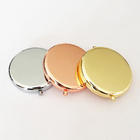 Portable Double-Sided Compact Makeup Mirror Simple Metal Circular Folding Design with Logo Polished Small Hand Cosmetic Mirror