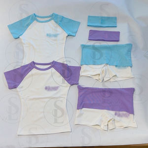 Frauen Yoga Set Tall Girl Friendly Custom Logo Stirnband Baumwoll hemd mit ausgestellten Hosen 2 Stück Frauen Lounge wear Sets - Product Image 2