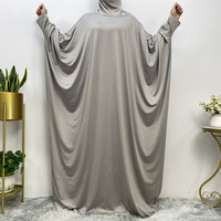Musulman du Moyen-Orient Couleur Solide Jersey Modeste Mode Manches Chauve-Souris Hijab Robe Jilbab Abaya Islam Femmes Prière Caftan Robe à Capuche