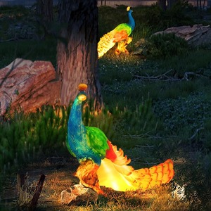 Lampes solaires de jardin d'extérieur étanches, design paon simulé pour cours, parcs, villas, lumière décorative animale - Product Image 5