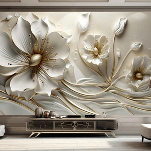 Papel Tapiz Texturizado 8D con Diseño de Flores en Relieve, Estilo Lujoso y Moderno para Decoración del Hogar - Product Image 1
