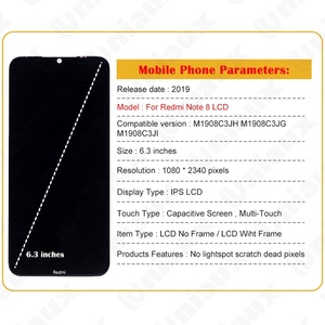 Pantalla LCD TFT Roja para Redmi Note8, con Pantallas Interna y Externa, Marco y Ensamblaje de Pantalla Táctil, de China - Product Image 5