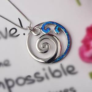 Collana di vento TikTok in <span class=keywords><strong>Hawaii</strong></span> Beach Blue wooks con ciondolo opale gioielli intarsiati in Europa per seguaci del buddismo - Product Image 4