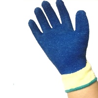 Gants kevlar résistants aux coupures thermiques en aramide jaune enduit de latex froissé bleu