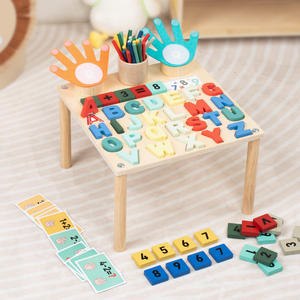 Jouets Montessori <span class=keywords><strong>Table</strong></span> <span class=keywords><strong>d</strong></span>'activités <span class=keywords><strong>d</strong></span>'apprentissage multifonctionnelle <span class=keywords><strong>Table</strong></span> <span class=keywords><strong>d</strong></span>'activités en bois Reconnaissance des nombres et des lettres pour les tout-petits de 2 à 5 ans - Product Image 2