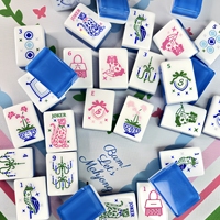 Nouvelles Tuiles de Mahjong Américain en Acrylique Gravées au Laser Thème Chiot Bleu 2026, Style Lignage Double Couche, Boîte en Carton pour 4 Joueurs