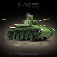 689 Piezas de Bloques de Construcción, Juguetes para Niños, Nuevo Tanque Ligero T-70, Tanque Soviético de la Segunda Guerra Mundial, Modelo de Vehículo Blindado con Armas, Set de Bloques de Construcción