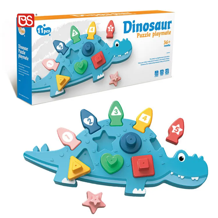 Jouets pour enfants, planche géométrique, 11 pièces, couleurs assorties, dinosaures 3D, puzzle, vapeur, sensoriel, apprentissage de la Science