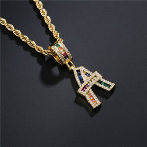 Collar con colgante de letra del alfabeto, cadena chapada en oro y latón <span class=keywords><strong>Simple</strong></span>, 26 letras personalizadas de circonio - Product Image 2