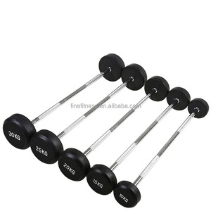 Nhà máy bán Trọng lượng nâng cố định Barbell cao su tráng miễn phí Trọng lượng tập thể dục thẳng Curl Barbell cố định quả tạ Barbell - Product Image 2