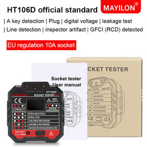 MAYILON HT106D EU Version Socket <strong>Tester</strong> LED Plug with <strong>RCD</strong> and GFCI Ground Wire Live Neutral Line test Socket <strong>Tester</strong> - Product Image 6