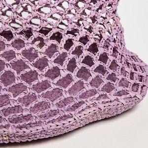 Bolso de playa de punto de ganchillo personalizado para mujer, tipo pescador, de malla, portátil, de un solo hombro, de rafia, para invierno, primavera y verano - Product Image 4
