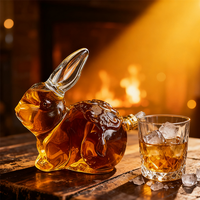 Fournisseur d'usine, carafe en verre artisanale en forme de lapin de 1200 ml pour le vin et le whisky