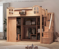 Lit superposé en bois massif pour adultes et enfants avec lits supérieur/inférieur, design simple, fonctionnalités multifonctions