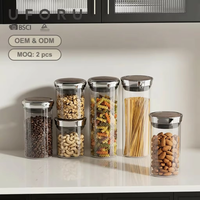 UFORU Contenants de stockage alimentaire en plastique PET hermétiques personnalisés avec couvercles, ensemble de boîtes de cuisine empilables réutilisables, récipients alimentaires