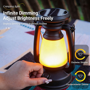 Retro Solar Camping Lantern Portable <b>Rechargeable</b> LED Outdoor <b>Lamp</b> Dimmable Ambient Light for Camping Decor - Product Image 4