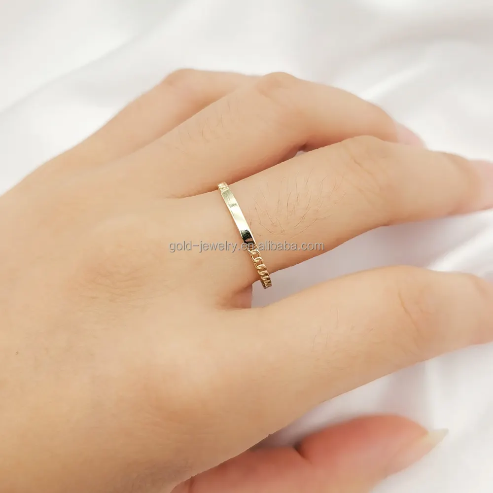 Goud Liefdesbrief Ketting Ontwerp Vrouwen Ring Mode Gift 9K 14K Real Gold Mode-sieraden Vinger Ring Engagement bands Of Ringen
