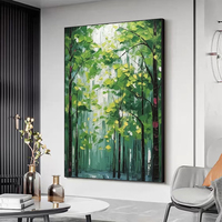 Personnalisé En Gros À La Main Maison Décorative Grande Toile Oeuvre 3D Arbre Paysage Peintures À L'huile Mur Art Couteau Forêt Image