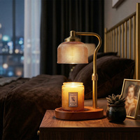 Lampe chauffe-bougie sans flamme en verre texturé résistant à la chaleur avec 4 niveaux de luminosité réglables et minuterie d'arrêt automatique de 2 à 8 heures pour bougies