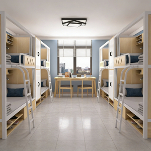 Cama litera de acero y madera de alta calidad con estructura de hierro para dormitorio, hospital, personal de hotel, albergue juvenil, apartamento, dormitorio, cama metálica - Product Image 4