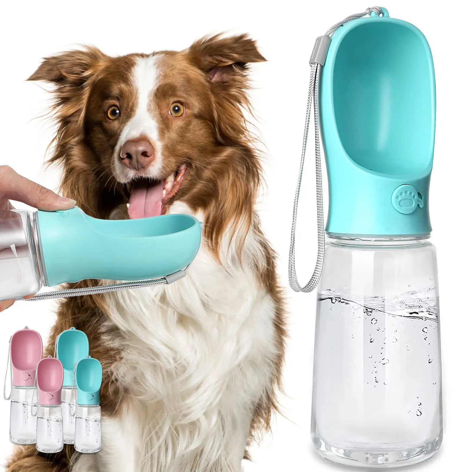 Pets Outdoor Walking Travel Food Grade Plastic Dog Water Bottle Leak Proof Portable Puppy Water Dispenser with Drinking Feeder